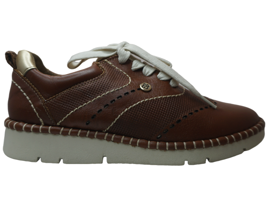 Tenis casual mujer hecho de piel color camel