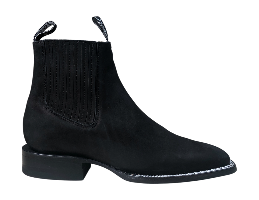 Botines charros de piel Nobuck para hombre. Calzado charro mexicano elegante para caballero