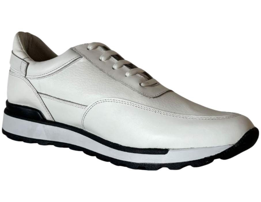 Tenis casuales de piel para hombre 90210 Blanco