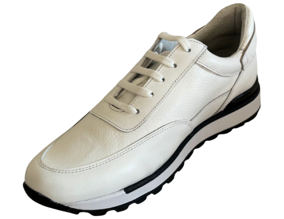 Tenis casuales de piel para hombre 90210 Blanco