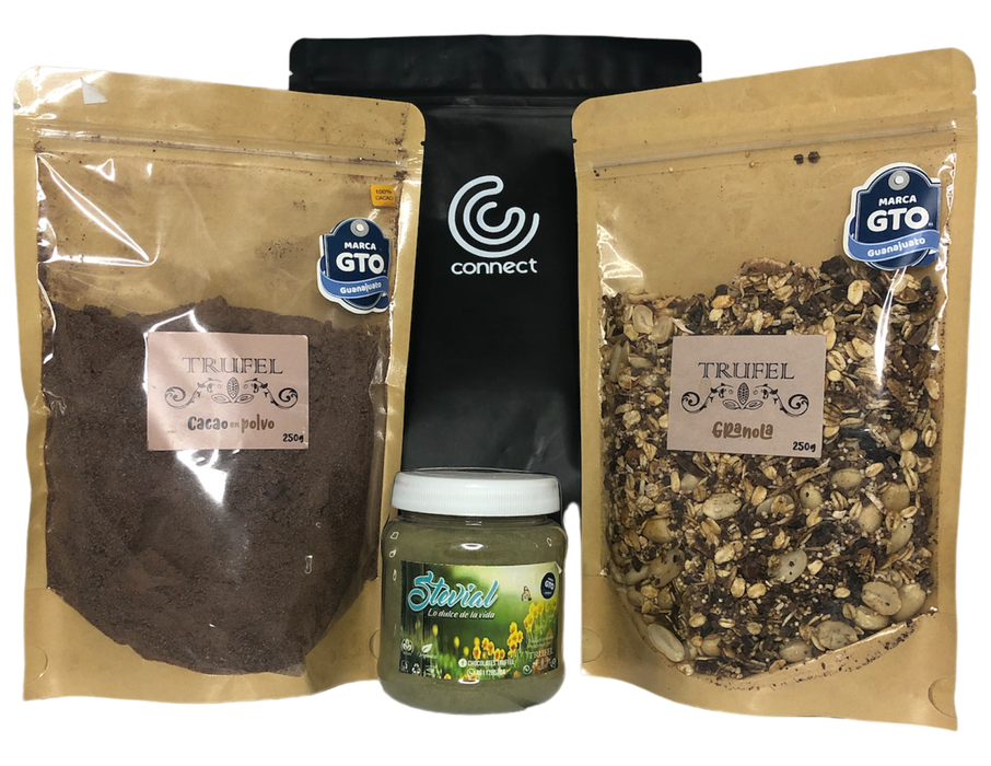 Kit de Granola, Stevia en polvo 100% natural, cacao en polvo y café. Envío Gratis!