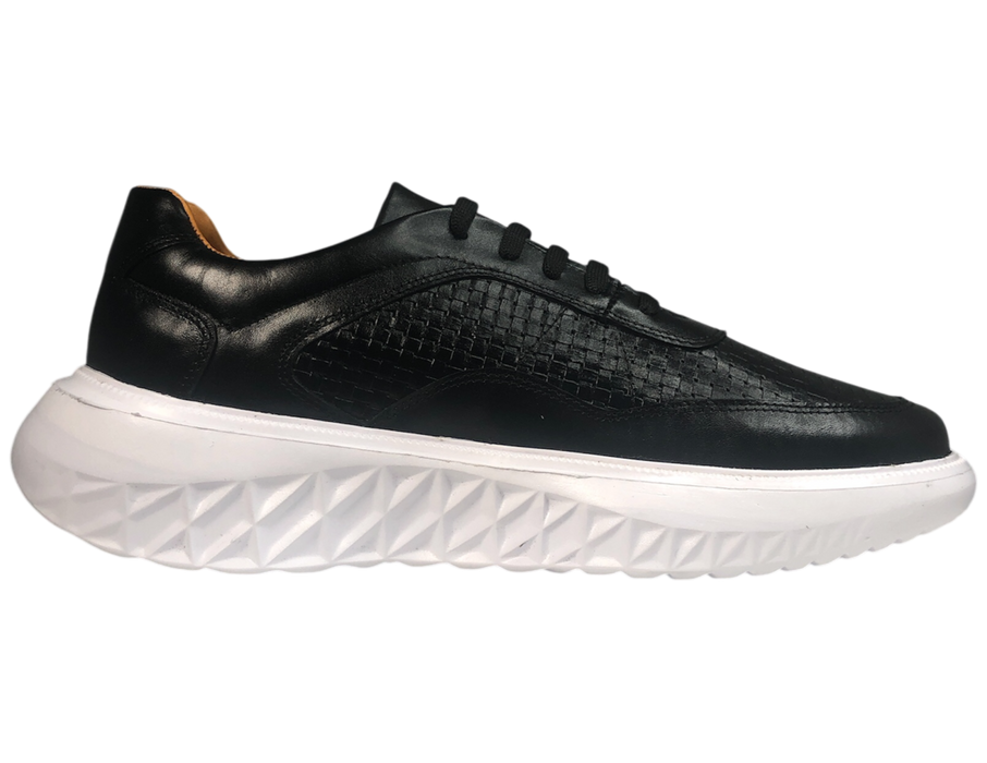 Tenis casuales de piel para hombre 901 Negro