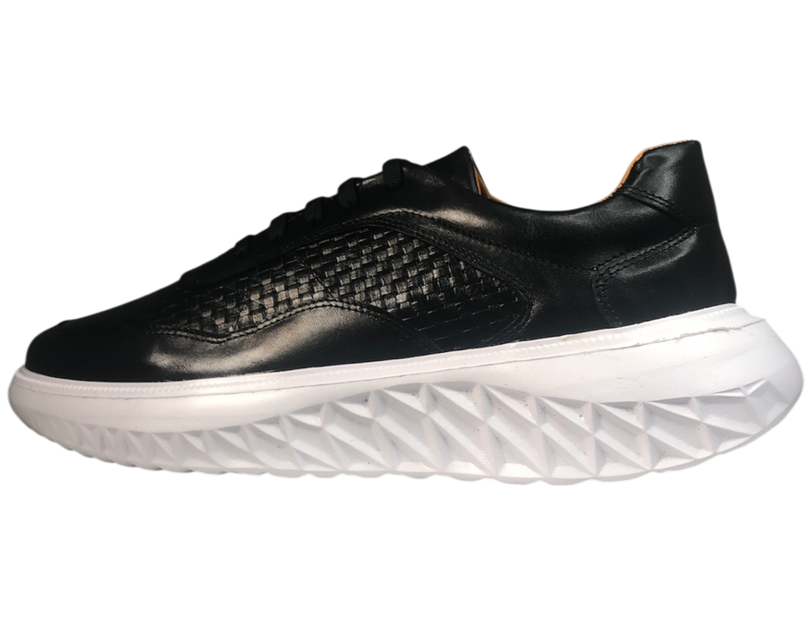 Tenis casuales de piel para hombre 901 Negro