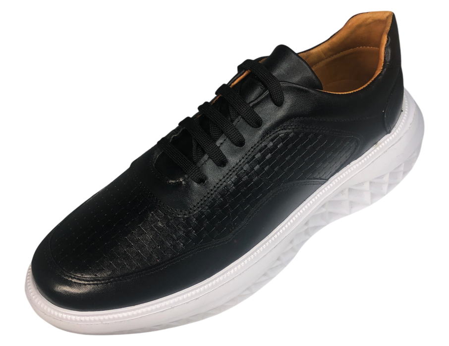 Tenis casuales de piel para hombre 901 Negro