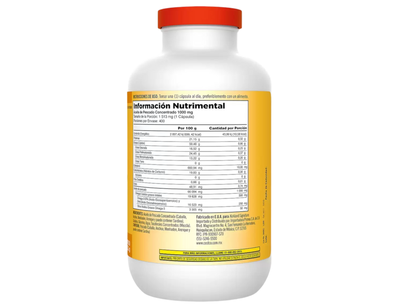 Kirkland Signature Aceite de Pescado 1,000 mg 400 cápsulas