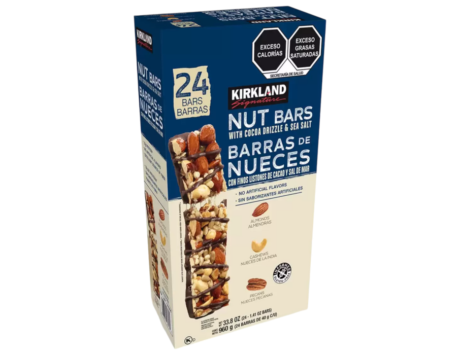 Kirkland Signature Barras de Nueces con Cacao y Sal de Mar 24 Piezas de 40g