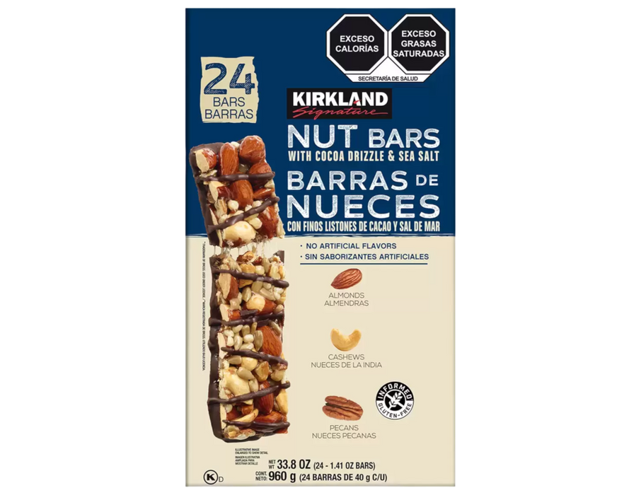 Kirkland Signature Barras de Nueces con Cacao y Sal de Mar 24 Piezas de 40g