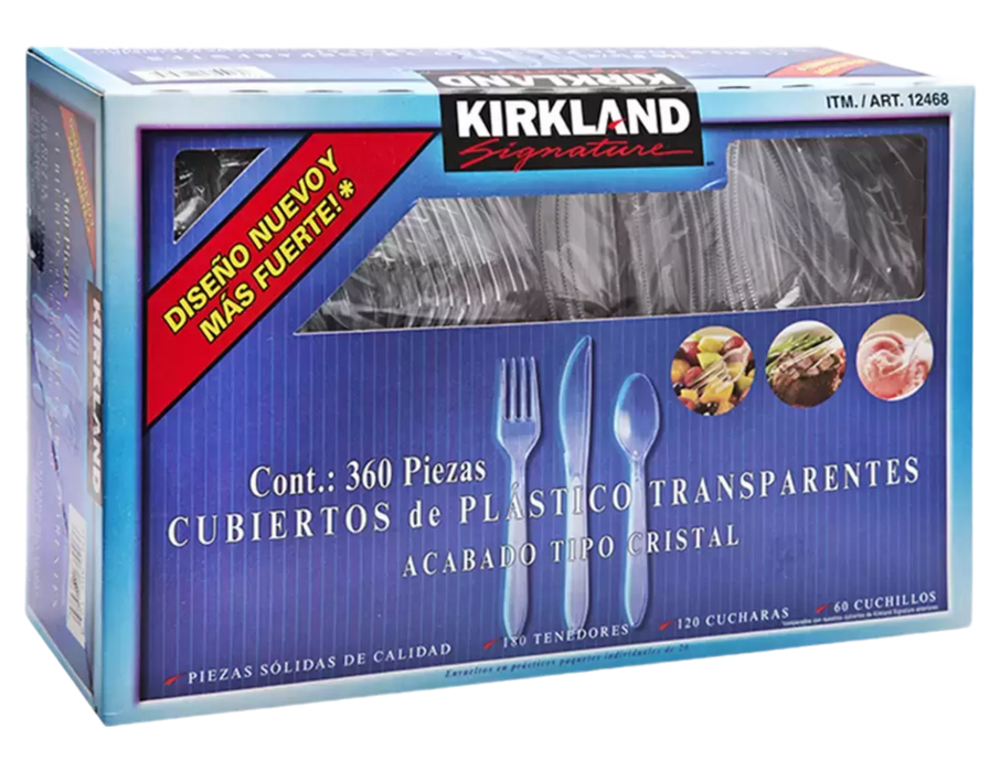 Kirkland Signature Cubiertos de Plástico Transparentes 360 Piezas