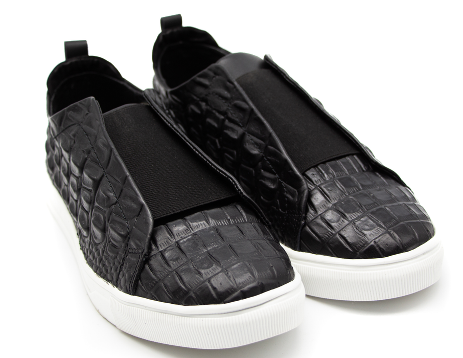 Casual tennis shoes 100% crocodile engraved leather