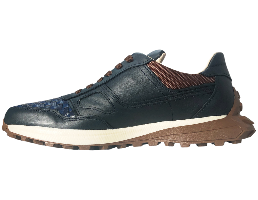 Tenis casuales de piel para hombre 90211 Azul