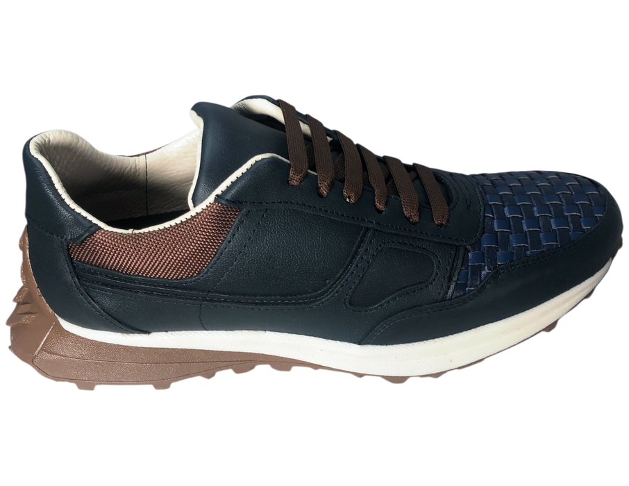 Tenis casuales de piel para hombre 90211 Azul