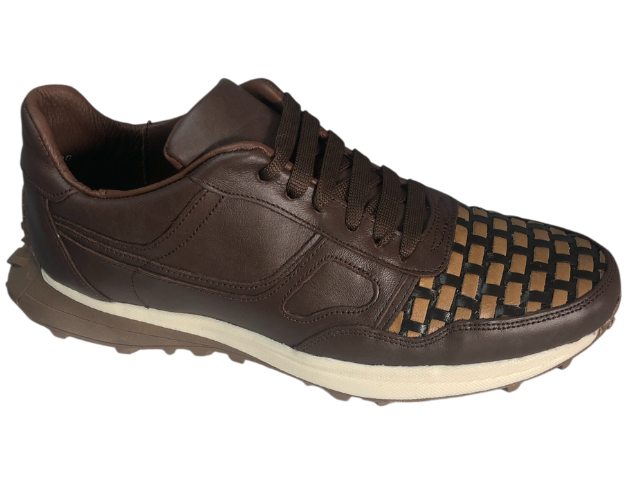 Tenis casuales de piel para hombre 90211 Café