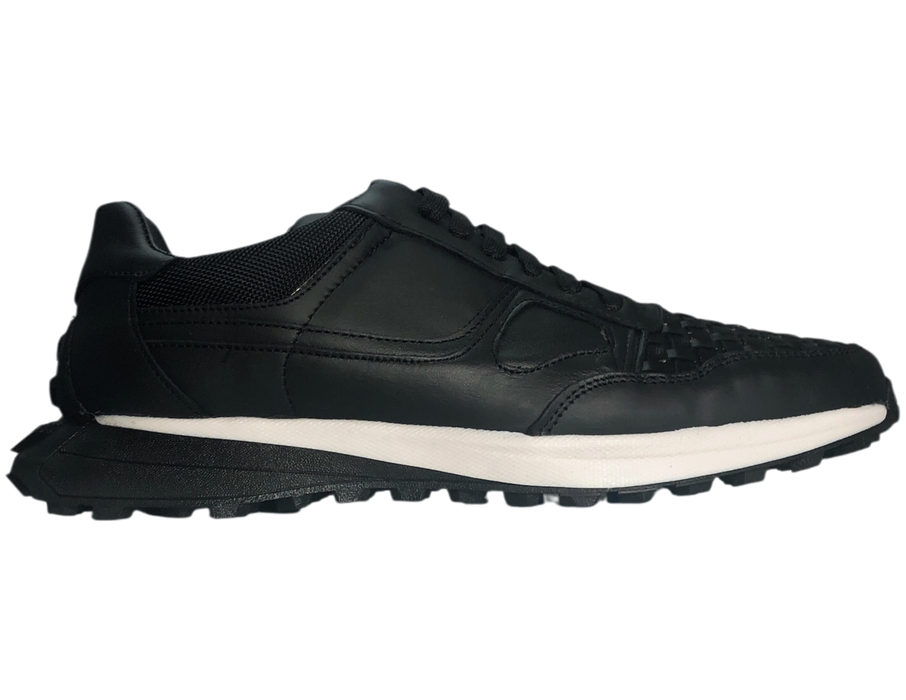 Tenis casuales de piel para hombre 90211 Negro