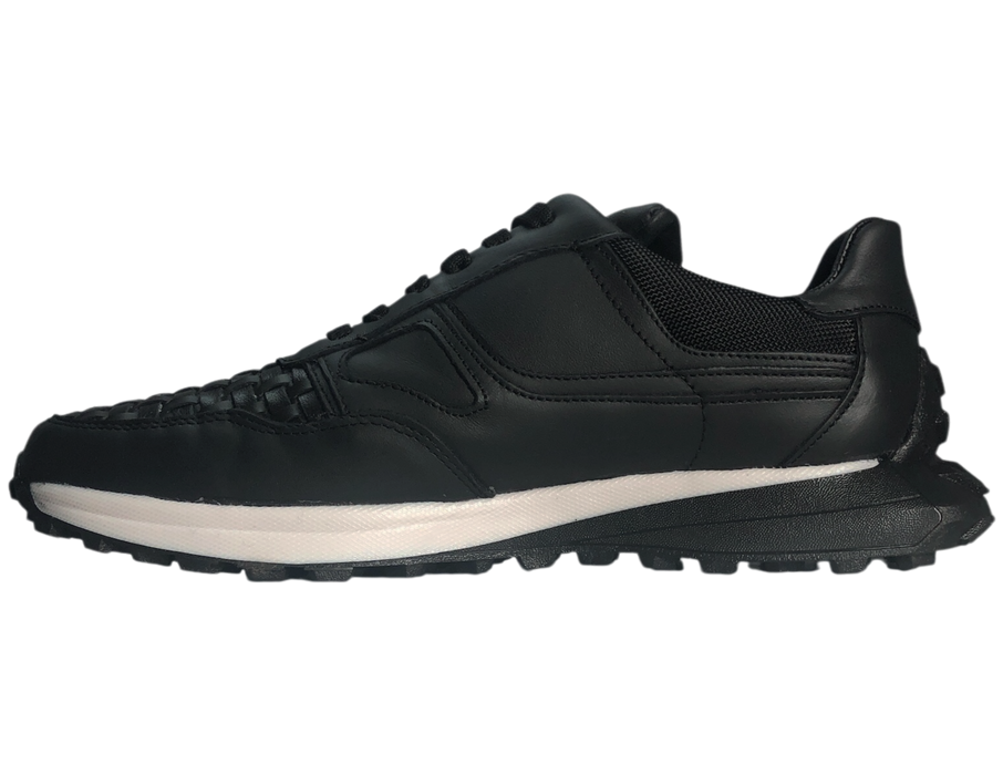 Tenis casuales de piel para hombre 90211 Negro