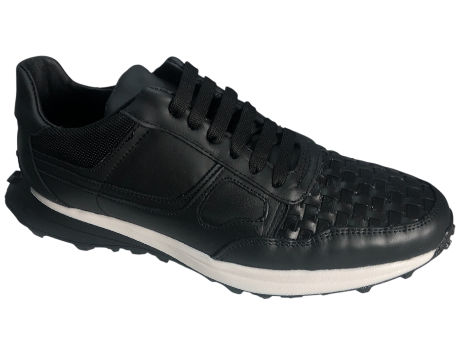 Tenis casuales de piel para hombre 90211 Negro