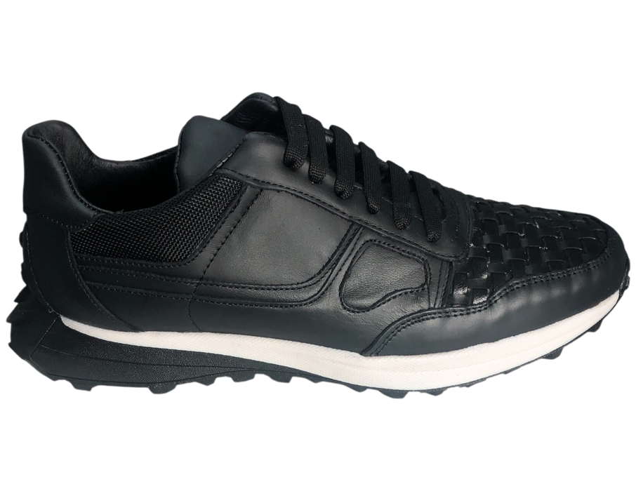 Tenis casuales de piel para hombre 90211 Negro