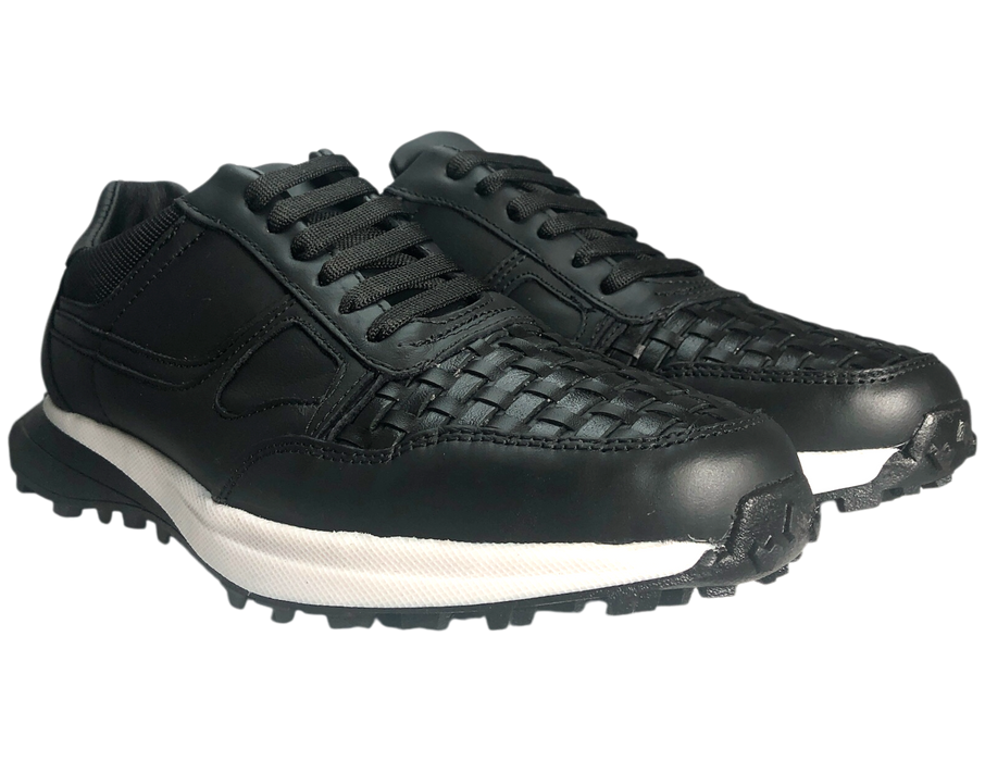 Tenis casuales de piel para hombre 90211 Negro