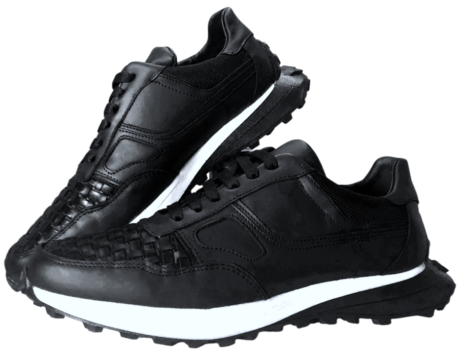 Tenis casuales de piel para hombre 90211 Negro