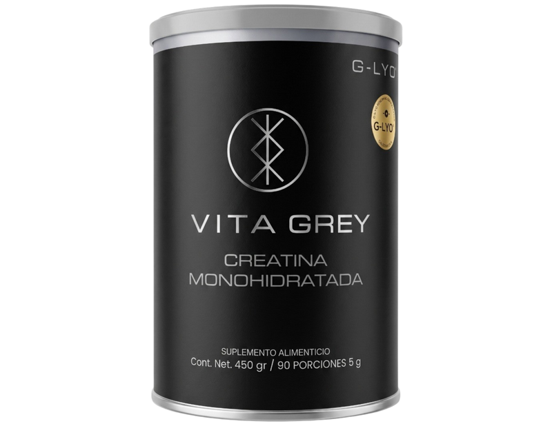 Vita Grey Creatina Monohidratada Micronizada 450 g | 100% Pura, 90 Porciones, Sin Sabor