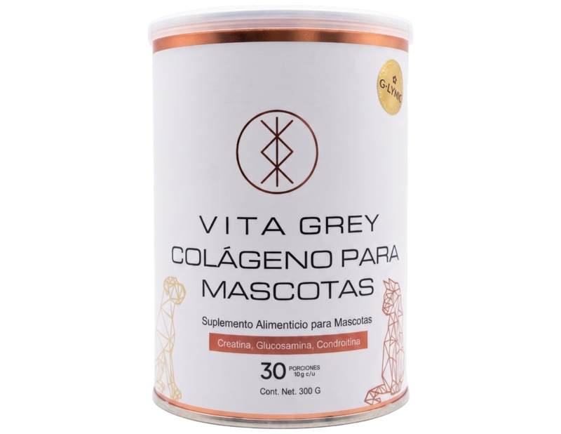 Vita Grey Mascotas 300 g | Colágeno Hidrolizado con Glucosamina y Condroitina para Perros y Gatos