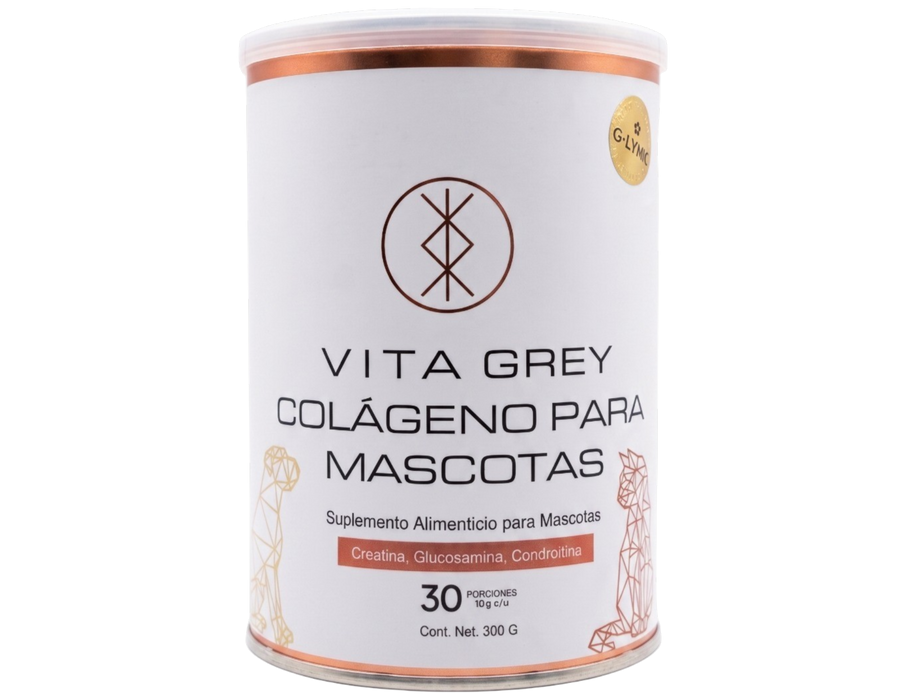 Vita Grey Mascotas 300 g | Colágeno Hidrolizado con Glucosamina y Condroitina para Perros y Gatos