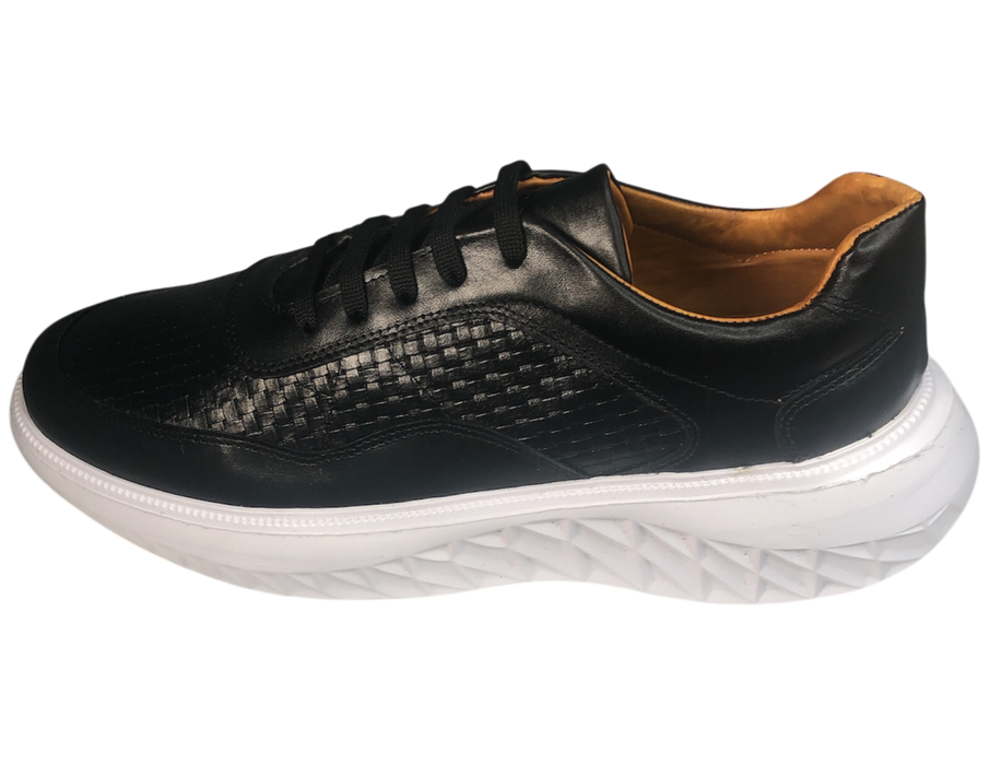 Tenis casuales de piel para hombre 901 Negro