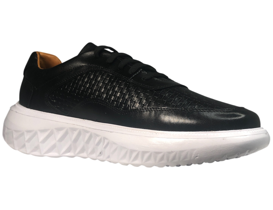 Tenis casuales de piel para hombre 901 Negro