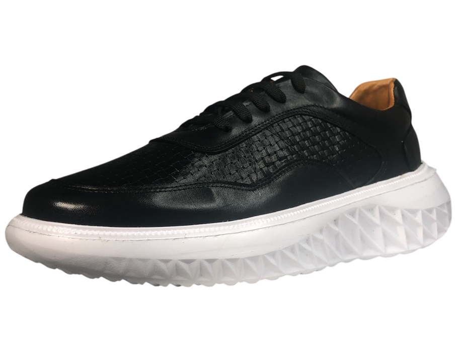 Tenis casuales de piel para hombre 901 Negro